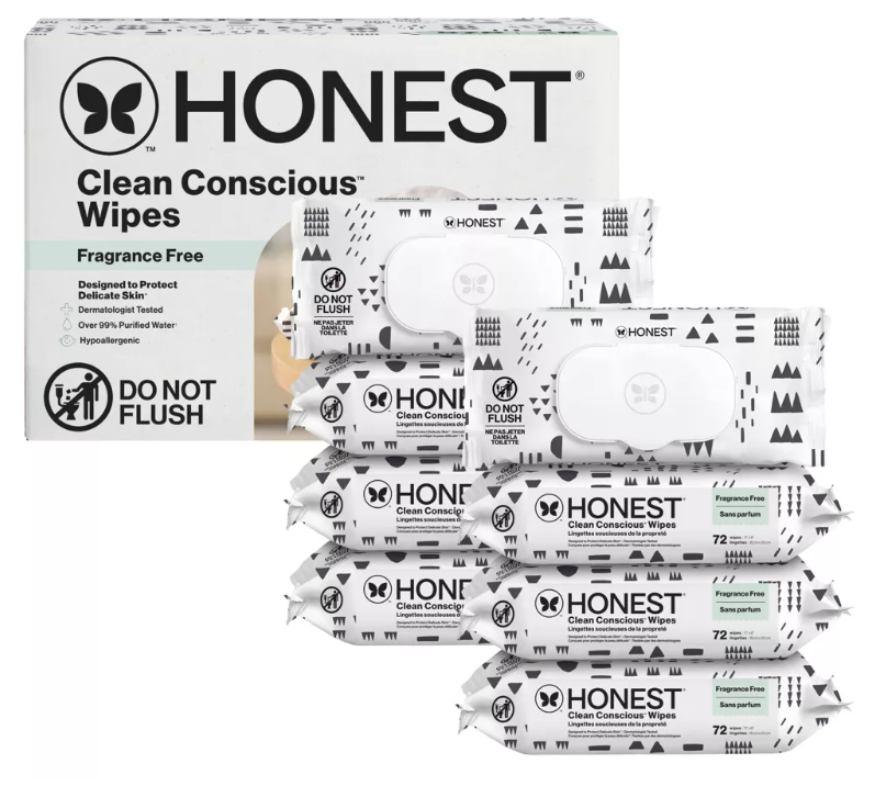 The Honest Company Clean Concious Sensitive Skin Baby Wipes - Pattern Play - 576ct: Face, Hands, Diaper Area Application, Pull-Out Dispenser - Canada
