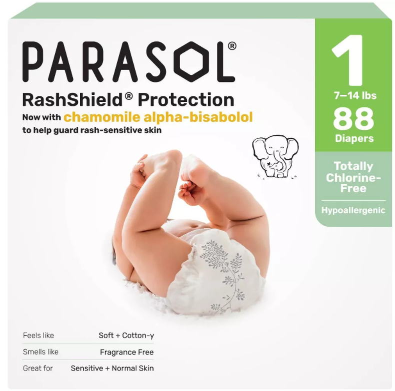 Parasol Chlorine-Free Diapers with RashShield Protection - Size 1 - 88ct - Canada