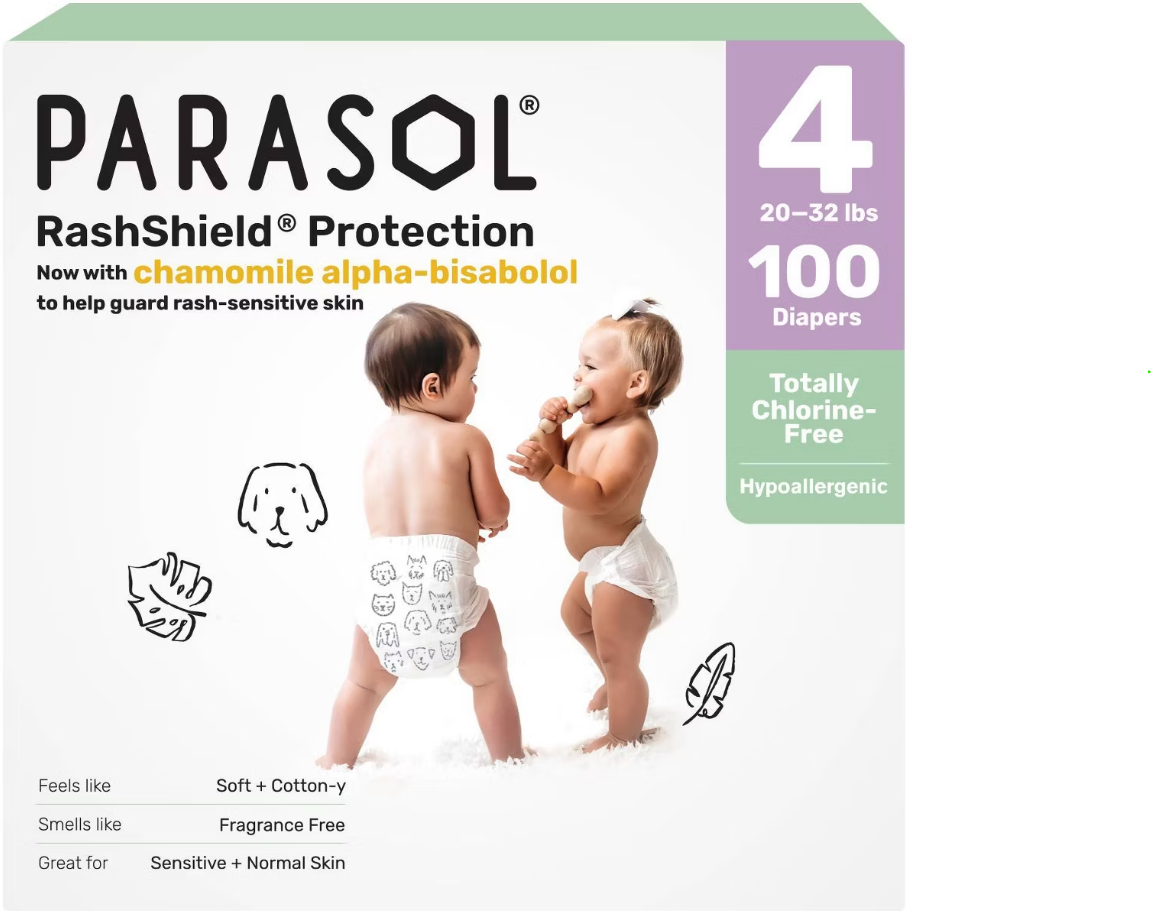 Parasol Chlorine-Free Diapers with RashShield Protection - Size 4 - 100ct - Canada