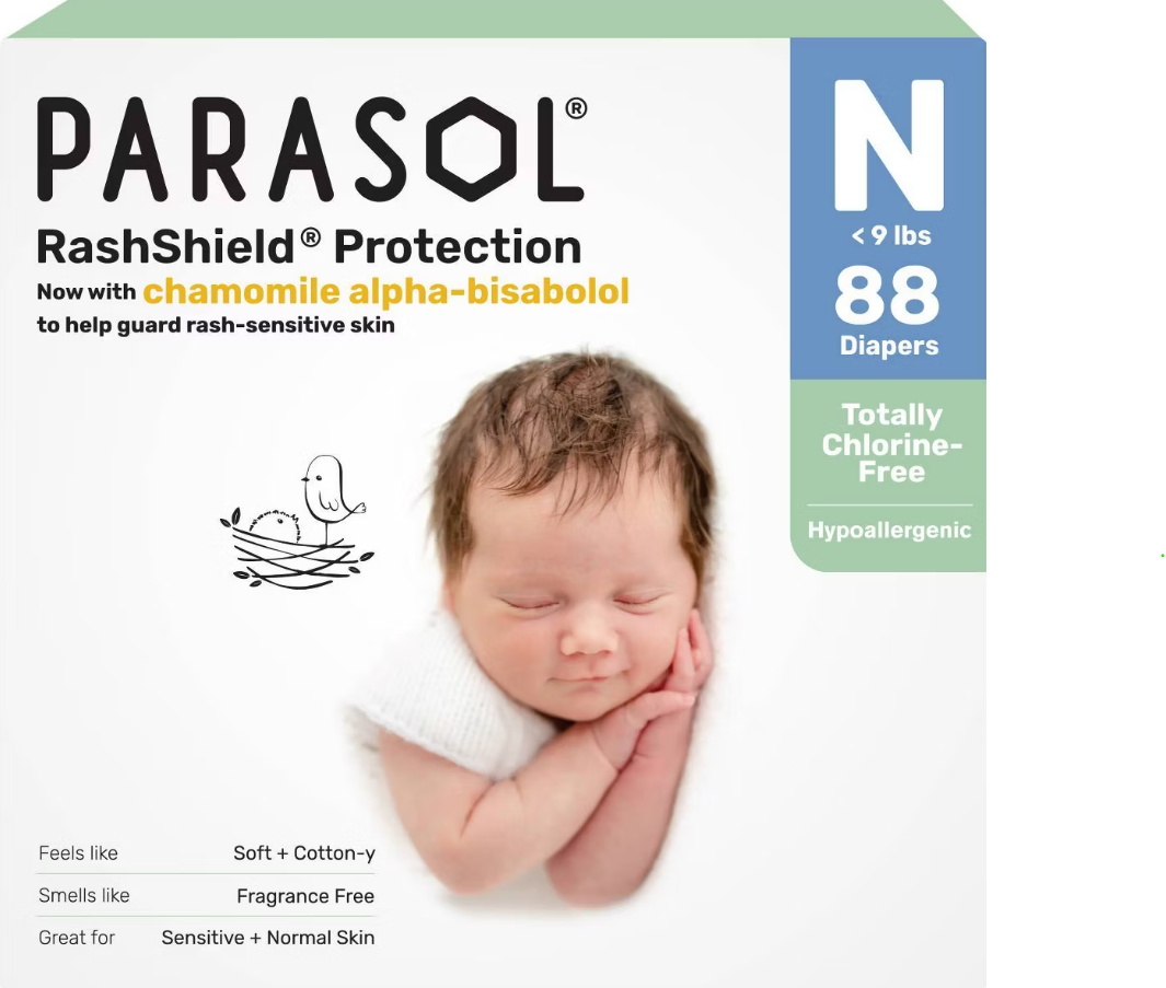Parasol Chlorine-Free Diapers with RashShield Protection Size NB - 88ct - Canada